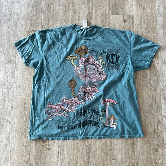 Womens Project Social T Urban Outfitters Blue Mushroom Tshirt - L/XL - Picture 1 of 5